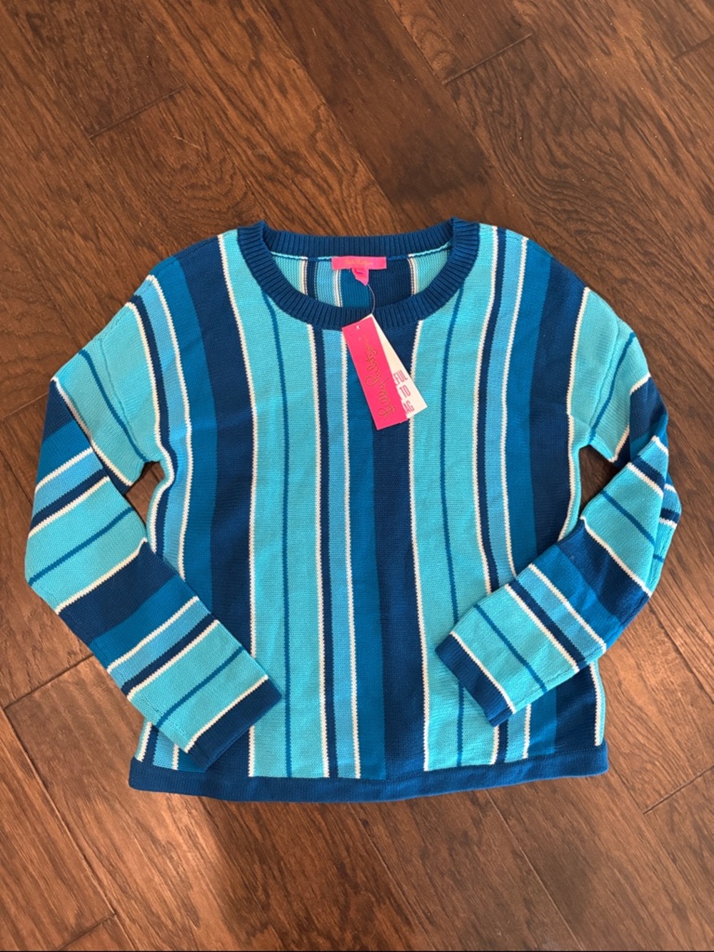 Lilly Pulitzer Girls Blue Striped Long-Sleeve Sweater